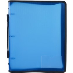 Marbig Zipper Binder A4 3 O-Ring 25mm With Handle Blue