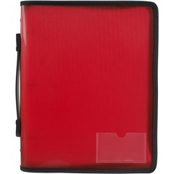Marbig Zipper Binder A4 3 O-Ring 25mm With Handle Red