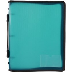 Marbig Zipper Binder A4 3 O-Ring 25mm With Handle Teal