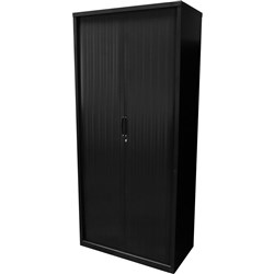 Go Steel Tambour Door Storage Cupboard Includes 5 Shelves 1981H x 900W x 473mmD Black