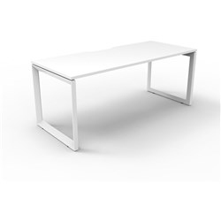 Deluxe Loop Desk No Screen 1500W x 750D White Top White Frame