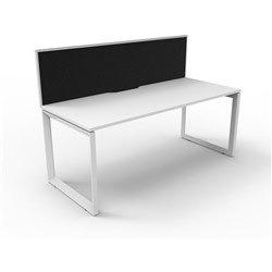 Deluxe Loop Desk With Screen 1800W x 750D White Top White Frame