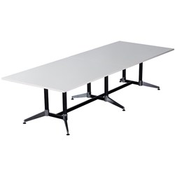 Typhoon Boardroom Table 3200W x 1200mmD 2 Piece White Top Black Legs Chrome Base