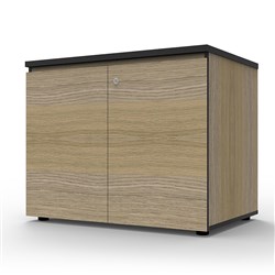 Infinity Swing 2 Door Storage Cupboard 900W x 600D x 730mmH Natural Oak with Black Edge