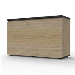 Infinity Swing 3 Door Storage Cupboard 1200W x 450D x 730mmH Natural Oak with Black Edge