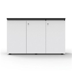 Infinity Swing 3 Door Storage Cupboard 1200W x 450D x 730mmH Natural White with Black Edge