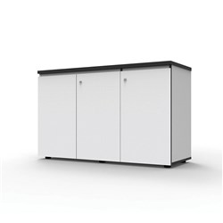 Infinity Swing 3 Door Storage Cupboard 1500W x 450D x 730mmH Natural White with Black Edge