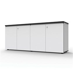 Infinity Swing 4 Door Storage Cupboard 1800W x 450D x 730mmH Natural White with Black Edge