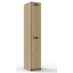 Infinity Melamine Locker 2 Door 1850H x 305W x 455mmD Oak with Black Edging