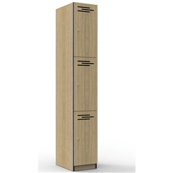 Infinity Melamine Locker 3 Door 1850H x 305W x 455mmD Oak with Black Edging