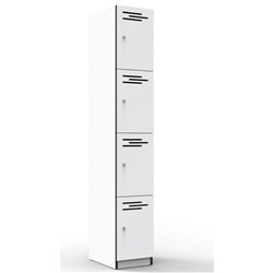 Infinity Melamine Locker 4 Door 1850H x 305W x 455mmD White with Black Edging