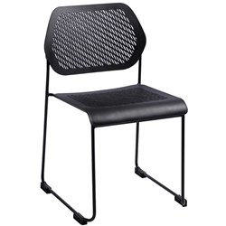 Frame Stackable Visitor Chair Black Solid Rod Sled Base Black Poly  Seat and Back