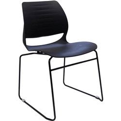 Vivid Meeting Chair Black Metal Sled Base Black Poly Shell