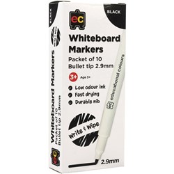 EC Whiteboard Marker Thin Black  pk10