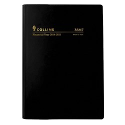 Collins Financial Year Diary A6 Week to View Black Vinyl 2024/2025