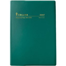 Collins Financial Year Diary A6 Week to View Green Vinyl 2024/2025