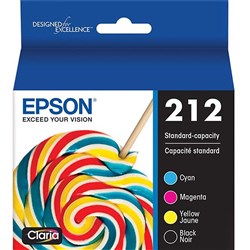 Epson 212 Ink Cartridge E212 Value Pack Of 4 Black, Cyan, Magenta, Yellow