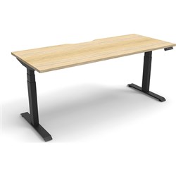 Boost+ Electric Height Adjustable Desk 1800W x 750D Oak Top Black Frame