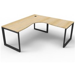 Deluxe Loop Corner Desk 1500W x 1500W x 750D Oak Top Black Frame