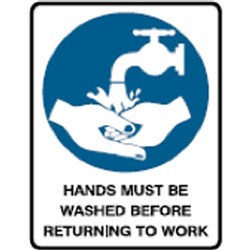 Brady Safety Sign Hands Must Be Washed H600Xw450mm Polypropylene