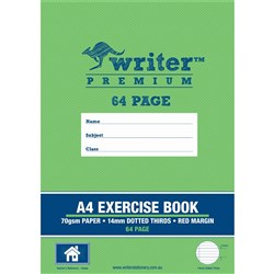 Writer Premium Exercise Book A4 14mm Dotted Thirds 64 Pages