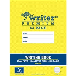 Writer Premium Exercise Book 245x330mm 18mm Dotted Thirds 64 Pages Writing Book