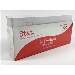 Stat Peel And Seal Envelope DL Secretive White Pack of 100