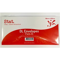 Stat Peel And Seal Envelope DL Secretive White Pack of 25