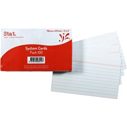 Stat System Cards 127x76mm 5x3 Ruled Pack of 100 White