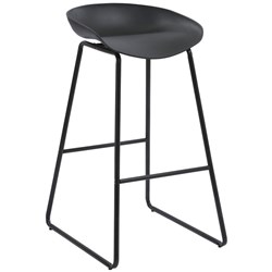 Aries Bar Stool with Black Metal Frame and Polypropylene Black Shell Seat