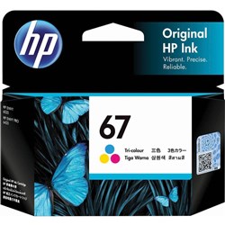 HP 67 Tri Colour Ink Cartridge 100 Page Standard Yield 3YM55AA
