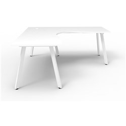 Eternity Corner Desk 1500W x 1500W x 750D White Top White Frame