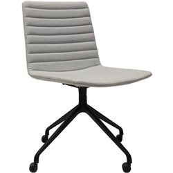 Pixel Visitor Chair Black 4 Star Swivel Base With Castors Light Grey Fabric Upholstery