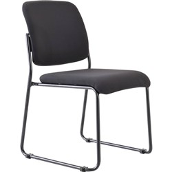 Mario Chair, Black fabric sled base, stackable, link
