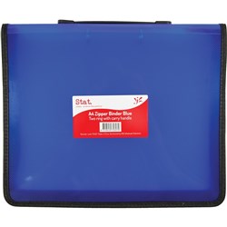 Stat A4 2R Zipper Binder with Handle 25mm Blue and Clear