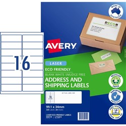 Avery Eco Friendly 320 Labels Laser Printer White 99.1 x 34 mm