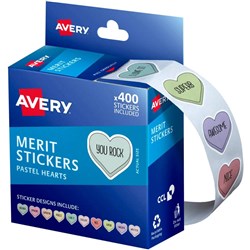 Avery Dispenser Labels 403 Merit Stickers Pastel Hearts