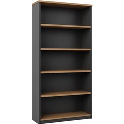 OM Premier Bookcase 900W x 320D x 1800mmH Regal Walnut and Charcoal