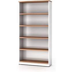 OM Premier Bookcase 900W x D320 x 1800mmH Virginia Walnut and White