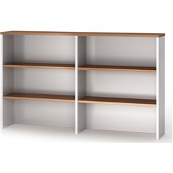 OM Premier Overhead Hutch 1500W x 325D x 1080mmH Virginia Walnut and White