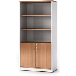 OM Premier Half Door Cabinet 900W x 450D x 1800mmH Virginia Walnut and White