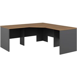 OM Premier 3 Piece Corner Desk 1800 x 1800 x 700D Regal Walnut and Charcoal