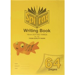 Spirax Writing Book 161 335x240mm 64pg 18mm Dotted Thirds  **clearance**