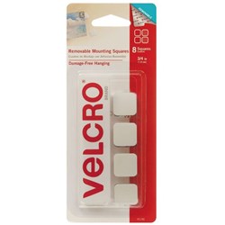 Velcro Brand Removable Squares 19mm White Pack of 8