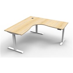 Boost+ Workstation Electric Height Adjustable 1500 x 1500 Natural Oak Top White Base