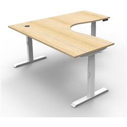 Boost+ Workstation Electric Height Adjustable 1800 x 1500 Natural Oak Top White Base