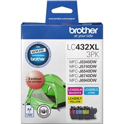 Brother LC 432 XL Ink 1500 Page Yield 3 Colour Pack LC-432 LC432