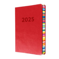 Collins Edge Rainbow Diary A5 Day to a Page Red 2025