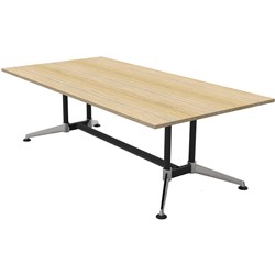 Rapidline Typhoon Boardroom Table 2400 x 1200 Natural Oak Top Black Frame