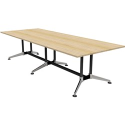 Rapidline Typhoon Boardroom Table 3200 x 1200 Natural Oak Top Black Frame